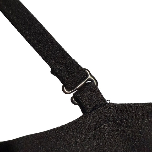 NWT Knittee black spaghetti strap side split ruffle bottom dress / gown Medium - Picture 7 of 11